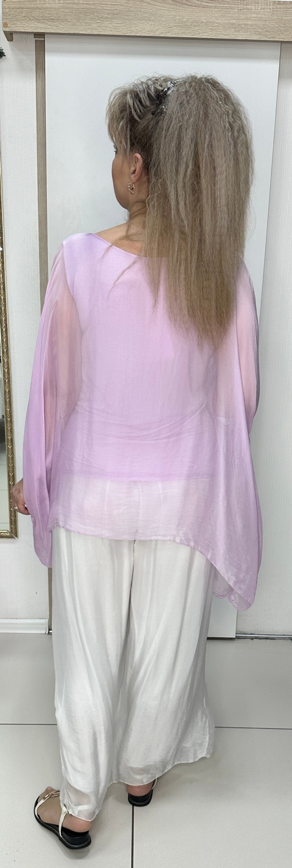 Двойная "воздушная" туника-пончо с удлинением по бокам