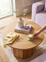 Журнальный столик, 78х78х40, Монти, круглый, деревянный, прикроватный, MAKOSA