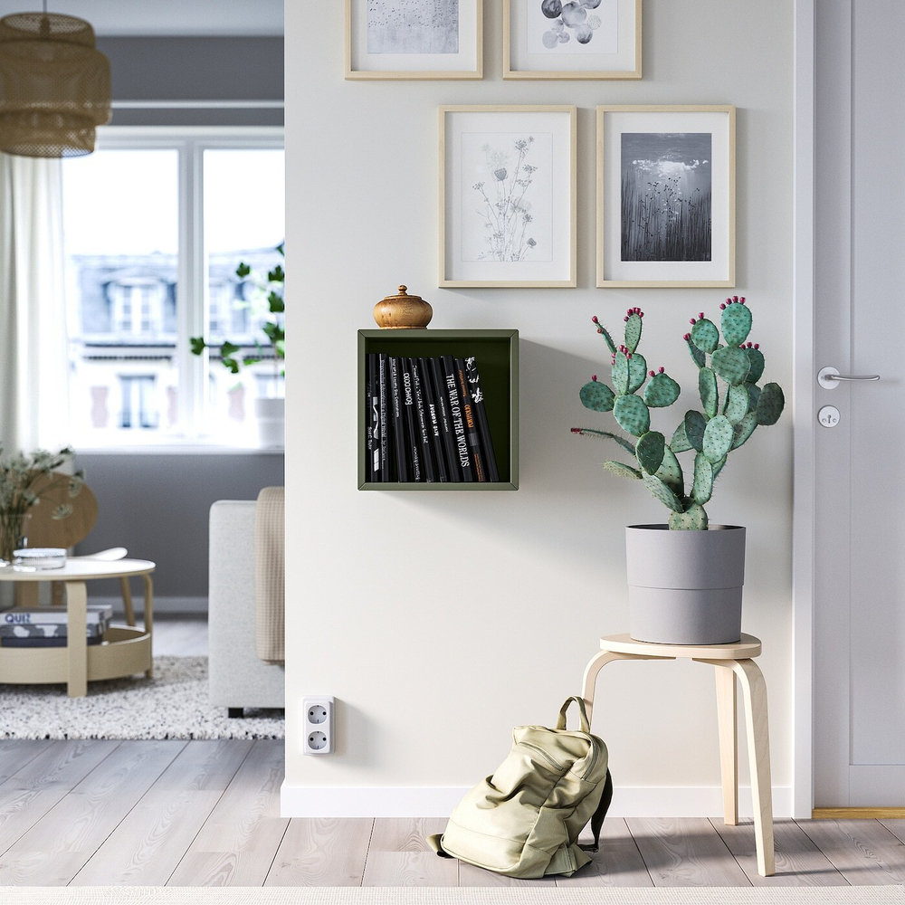 Настенный стеллаж IKEA EKET (ЭКЕТ), Серо-зеленый, 35x25x35 см