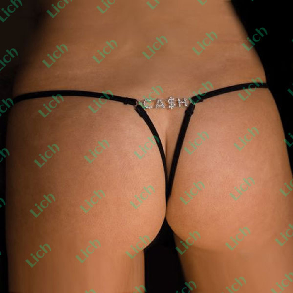 V-стринги с надписью из страз - Cash