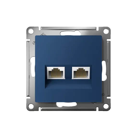 Розетка компьютерная 2-м AtlasDesign RJ45+RJ45 кат.5E механизм аквамарин SE ATN001185