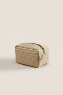 ZARA HOME СТЕГАНАЯ КОСМЕТИЧКА, СВЕТЛО-КОРИЧНЕВЫЙ