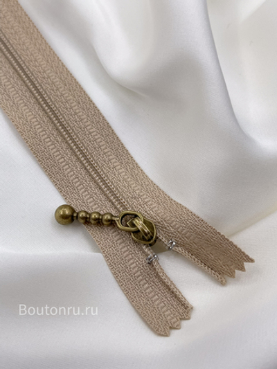Молния бежевая бронзовый замок