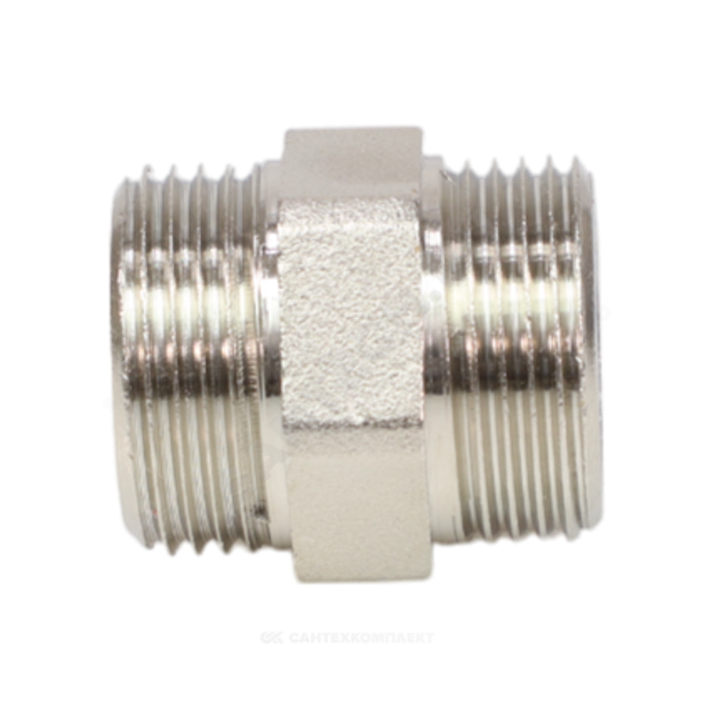 Ниппель латунь никель Ду 15 (1/2") НР VALFEX VF.582.N.012