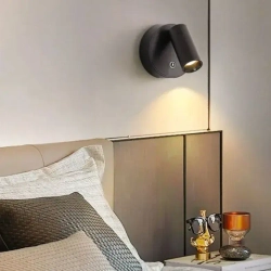 Светильник настенный беспроводной с выключателем, бра светодиодное, 3000К, 1.6Вт,черный