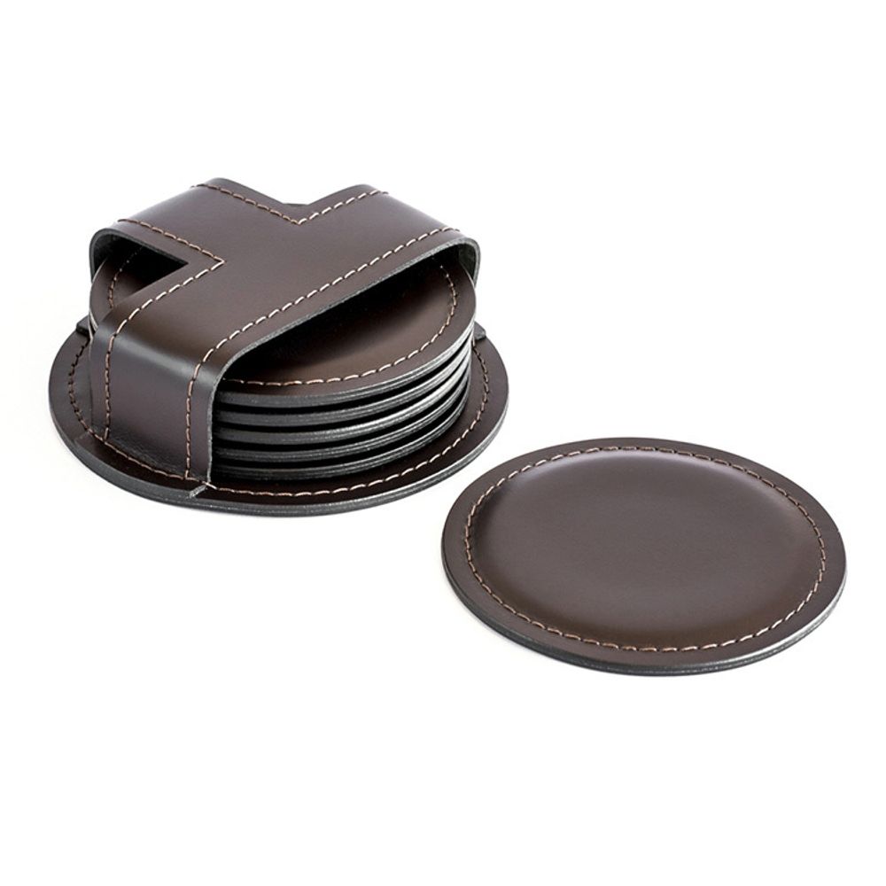 Набор из 6 костеров из двухслойной кожи Cuoietto с металлической вставкой (CR6BCMet) 13