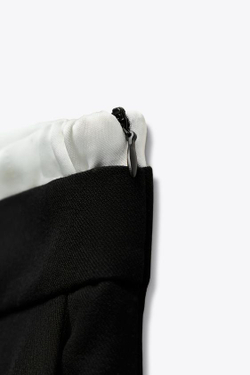 ZARA БРЮКИ WIDE LEG С ДВОЙНЫМ ПОЯСОМ, ЧЕРНЫЙ