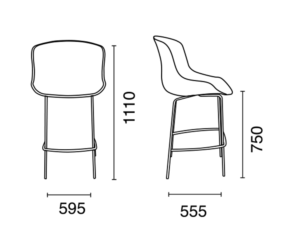 Стул барный пластиковый Papatya Globe-S Bar, черный, тортора