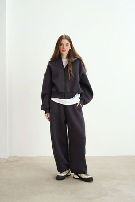 Брюки-бананы с начесом, "Графит"