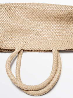 Massimo Dutti Плетеная сумка-тоут среднего размера, кремовый