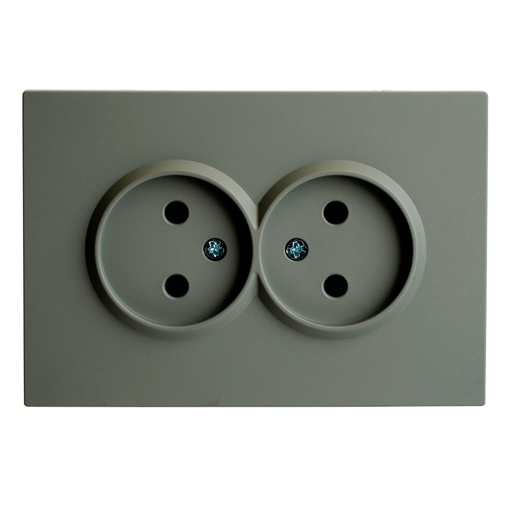 Розетка 2-местная с защитной шторкой, STEKKER, б/з, 250В, 16А, серия Эмили, RST16-5116-10 , платиново-серый, soft touch 49955