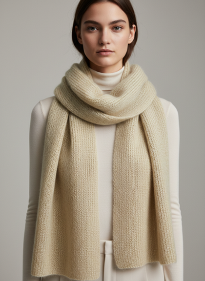 Шарф из кид мохера на шелке, соломенно-шалфейный