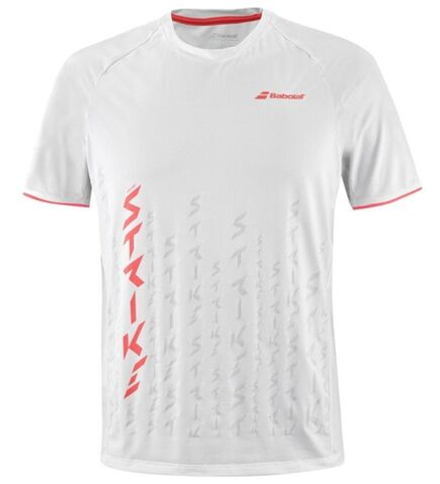 Мужская теннисная футболка Babolat Strike Crew Neck T-Shirt - белый, красный