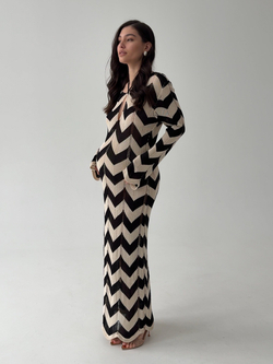 Платье из легкой вязки, пляжное, с геометрическим принтом