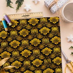 Ткань блэкаут  золотые вензеля орнамент