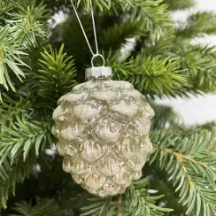 Елочное украшение Шишка от белки 10 см., светло-бежевый, стекло, 1 шт., Christmas DeLuxe (88122/2)