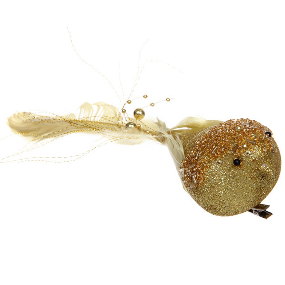 Украшение новогоднее «Изящная птица» 6*8 см, Золото