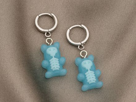 Подвеска  Мармеладный Мишка-skeleton 20мм, голубой