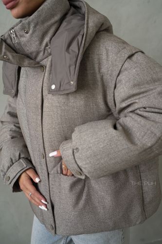 Шоколадный пуховик-трансформер на молнии