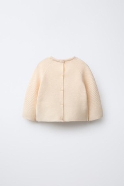 ZARA ВЯЗАНЫЙ ДЖЕМПЕР С ВЫШИВКОЙ В ВИДЕ СЛОНОВ, ЭКРЮ