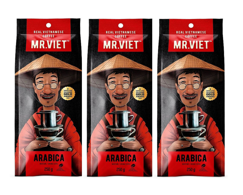 Кофе молотый Sense Asia - Мистер Вьет "Арабика", три упаковки по 250 г
