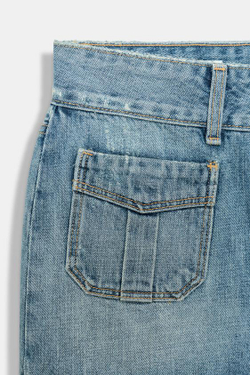 ZARA ДЖИНСОВАЯ МИНИ-ЮБКА TRF, ГОЛУБОЙ