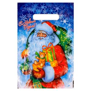 Пакет прорубная ручка Россия 20*30 см 30 мкм ПВД Новогодняя метель 10 шт/уп 2 000 шт/кор