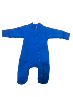 Комбинезон с закрытой ножкой на кнопках из футера 3Х нитки с начесом с антицарапками (100% хлопок) на рост 56 см