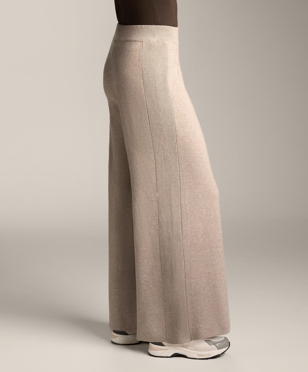 OYSHO Широкие трикотажные брюки с резинкой по бокам, серо-коричневый