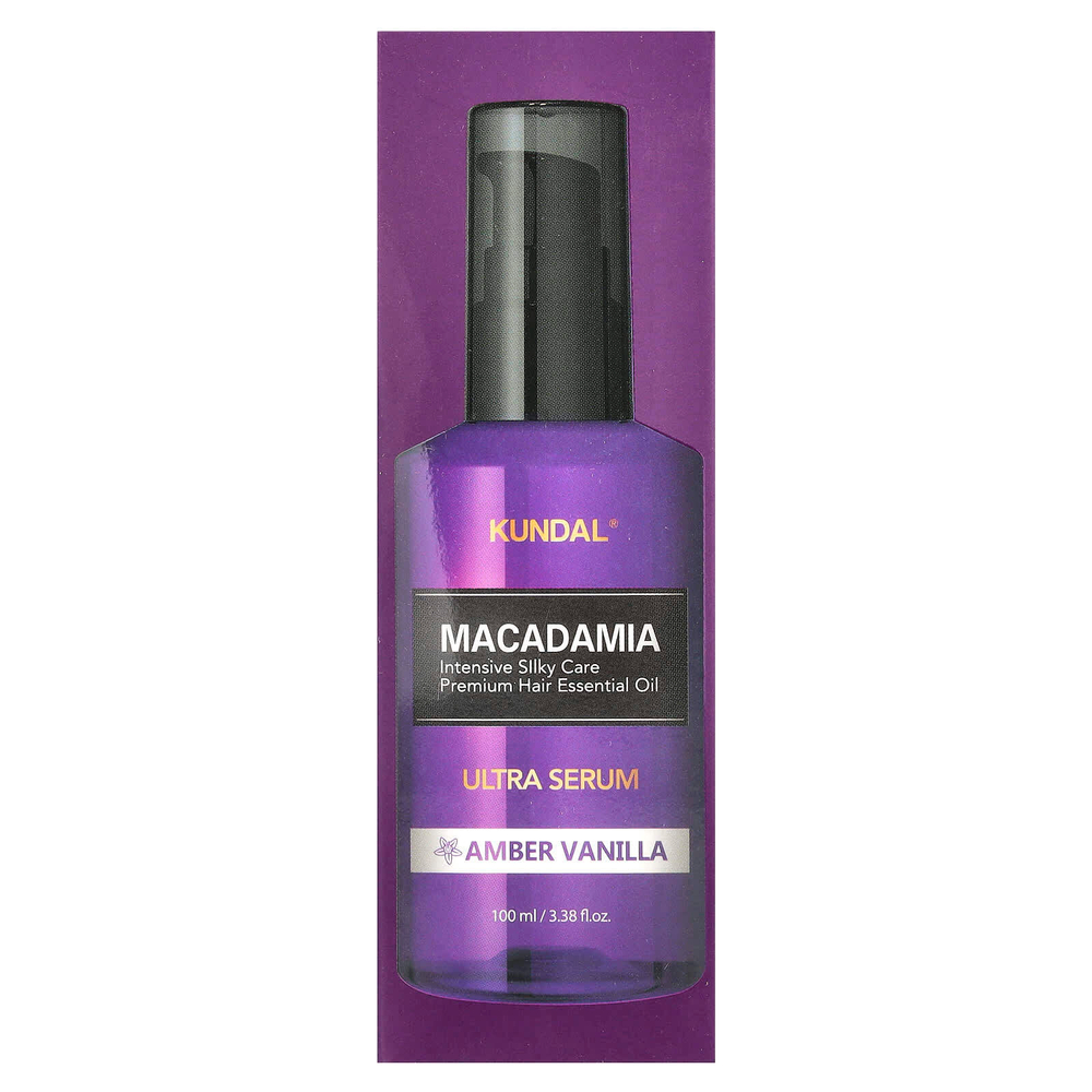 Kundal, Сыворотка для волос Macadamia Ultra, янтарная ваниль, 100 мл (3,38 жидк. Унции)