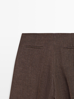 Massimo Dutti Брюки из струящегося льна, коричневый