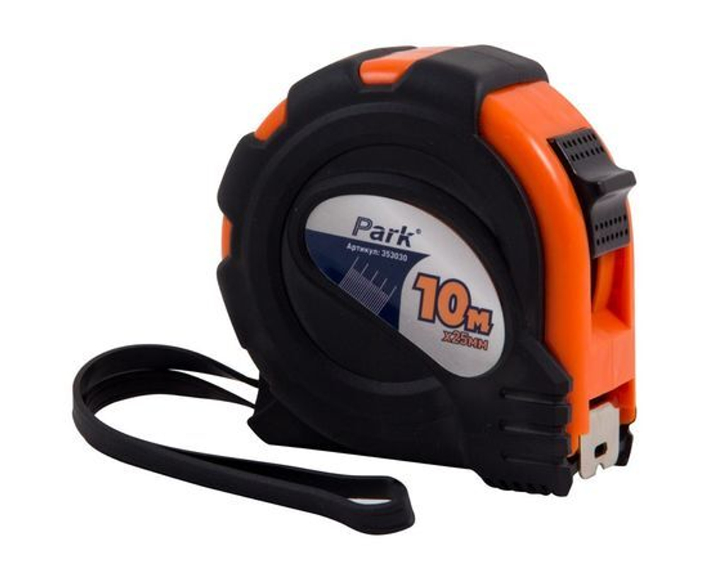 Рулетка измерительная Park с фиксатором, прорезиненный корпус, 10x25мм TM30-10025