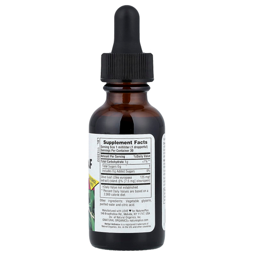 NaturesPlus, Herbal Actives, листья оливкового дерева, без спирта, 30 мл (1 жидк. унция)