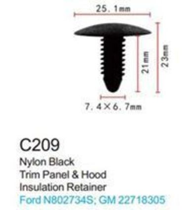 Клипса для крепления внутренней обшивки а/м Форд пластиковая (100шт/уп.) Forsage клипса C0209(Ford)