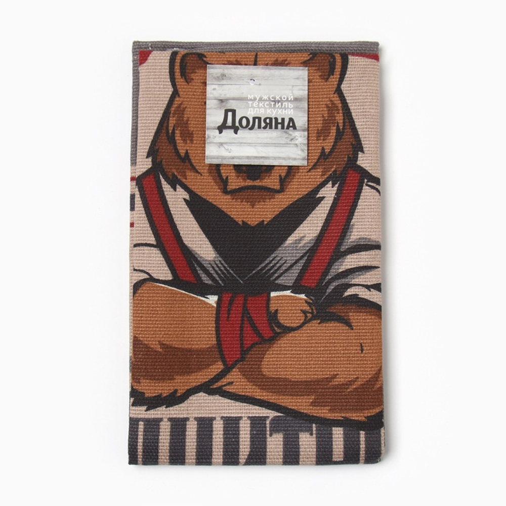 Кухонное полотенце «Доляна. Настоящий защитник», 35×60 см, 100% хлопок, рогожка 160 г/м²