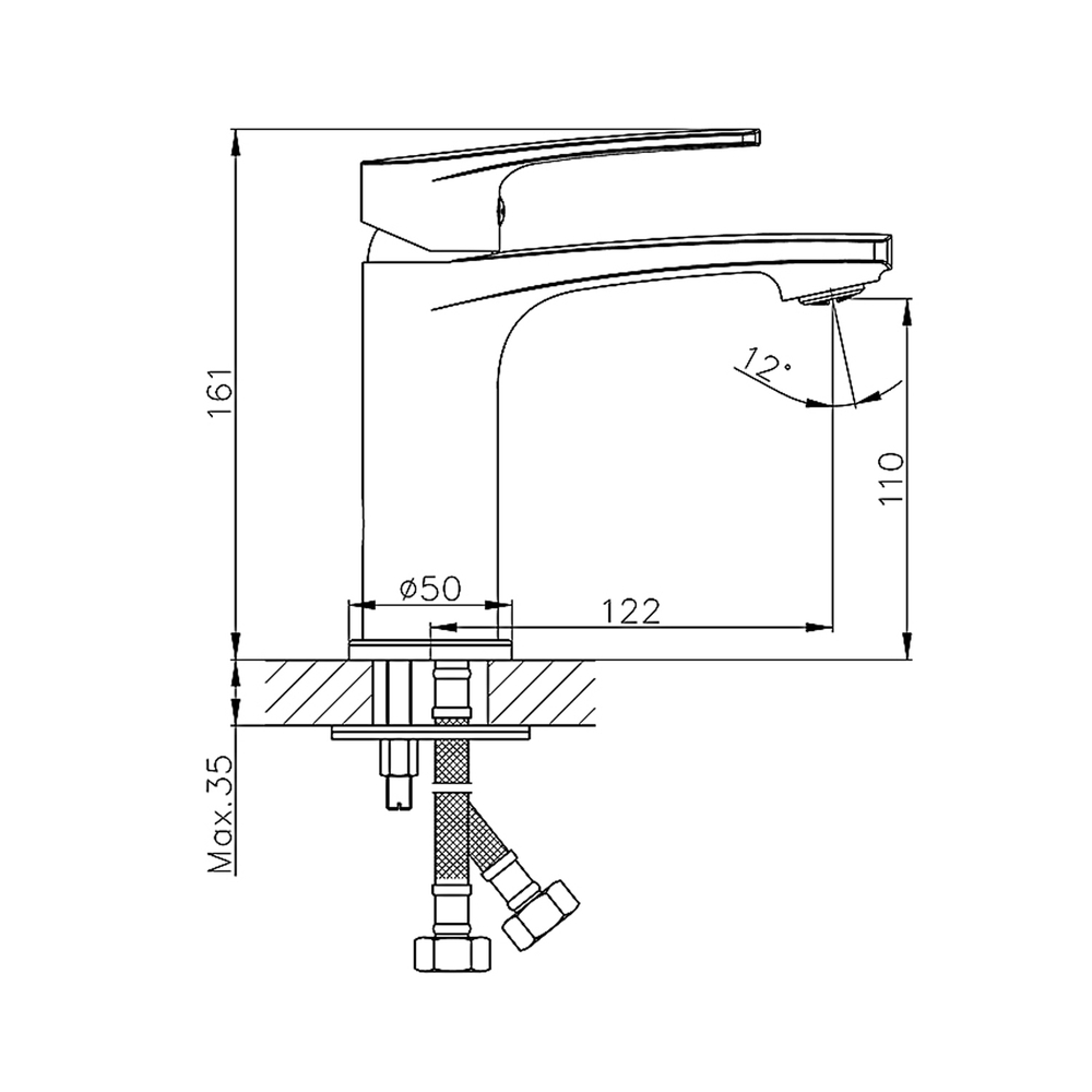 Смеситель для раковины 35к HB10587 HAIBA б/отв п/шпильку