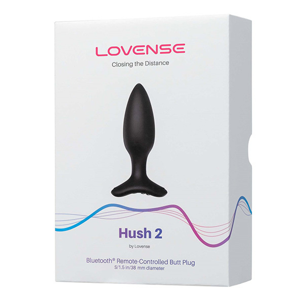Черная анальная вибропробка 3,8см с управлением через приложение Lovense Hush 2 Anal Vibrating Butt Plug Size S Black