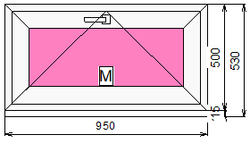 Пластиковое окно 500 х 950 фрамуга (форточка) ТермА Эко + Москитная сетка