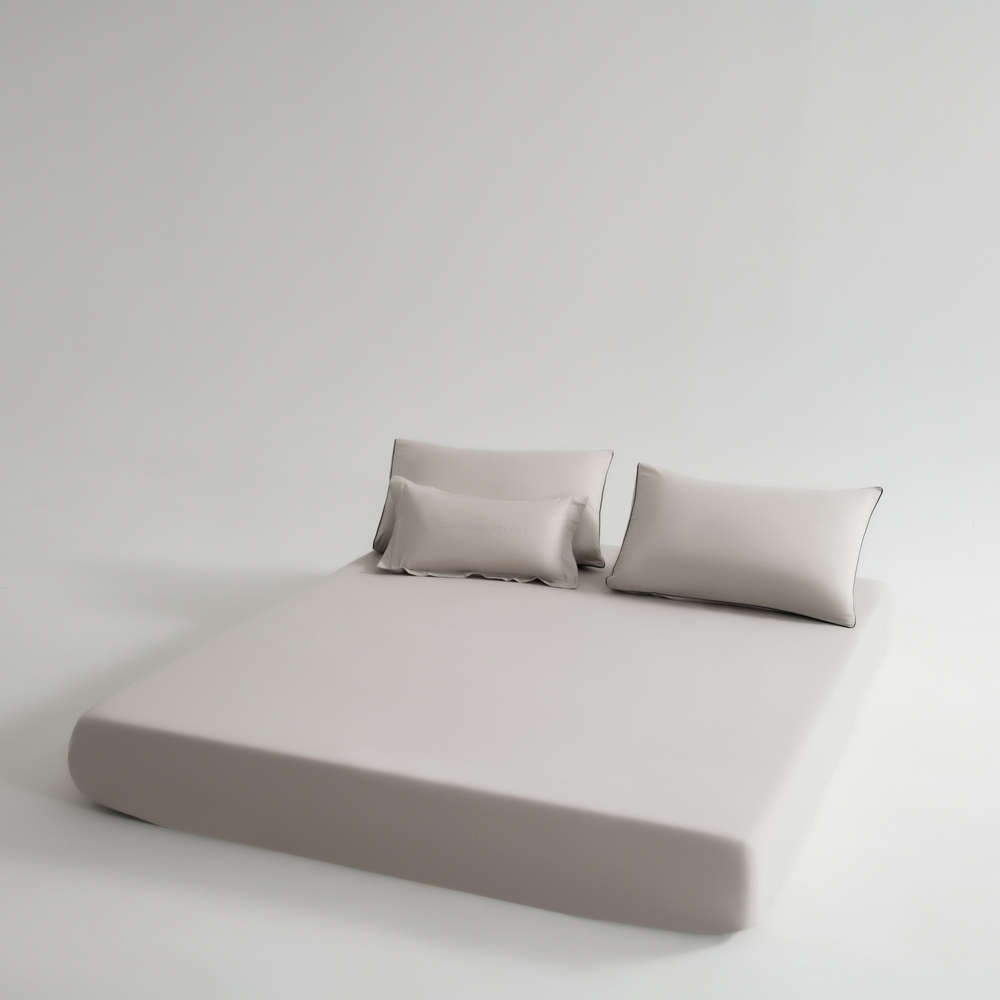 КПБ Однотонный Сатин Элитный на резинке OCER002, 2 спальный, 4 наволочки, простынь 180*200*30