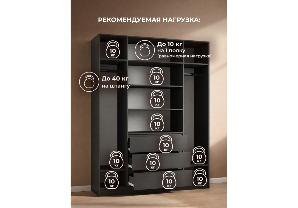 Шкаф Woodville Мадера ЛДСП графит