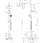 F9125183CP-A-RUS OPAL Душевая колонна со смесителем для душа(верхний душ квадратной формы) (к/к 4)