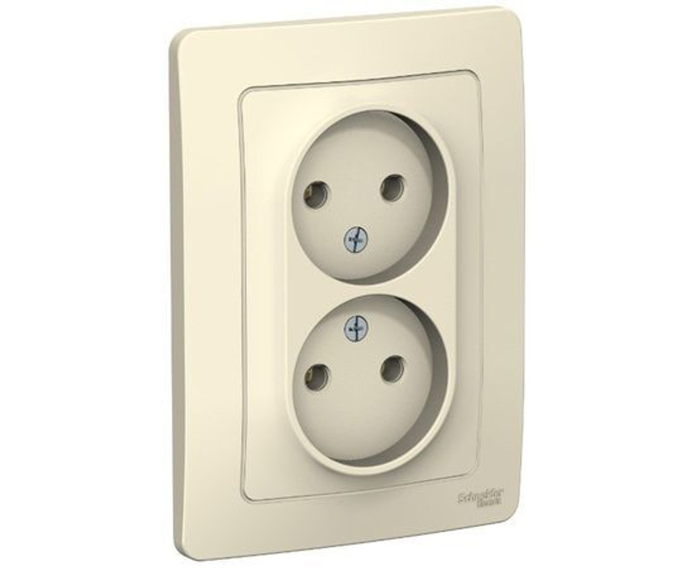 Розетка двойная Blanca Schneider Electric молочная без заземления BLNRS000022