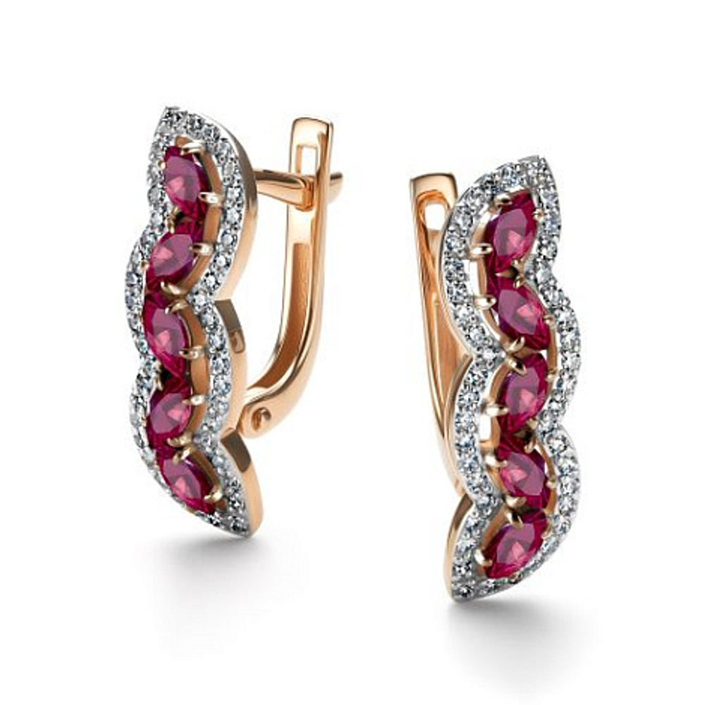 Серьги из красного золота с рубинами и бриллиантами 26450-103