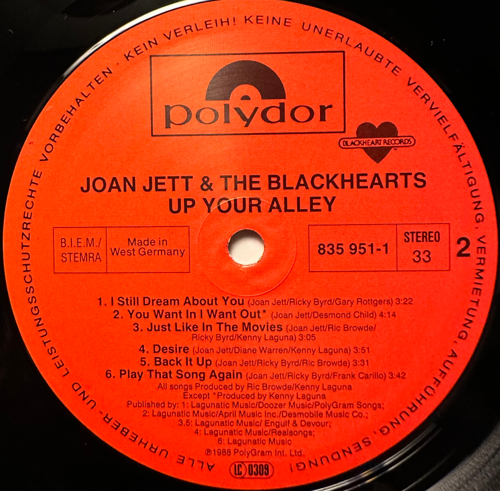 Joan Jett And The Blackhearts - Up Your Alley (Германия 1988г.)