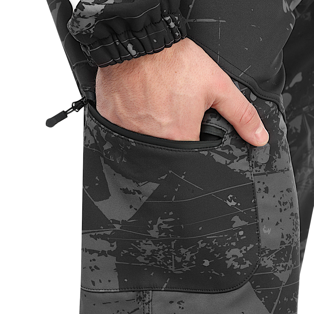 Костюм Aquatic К-23 цвет Camo Black фирменная печать Soft-Shell 10/10 -