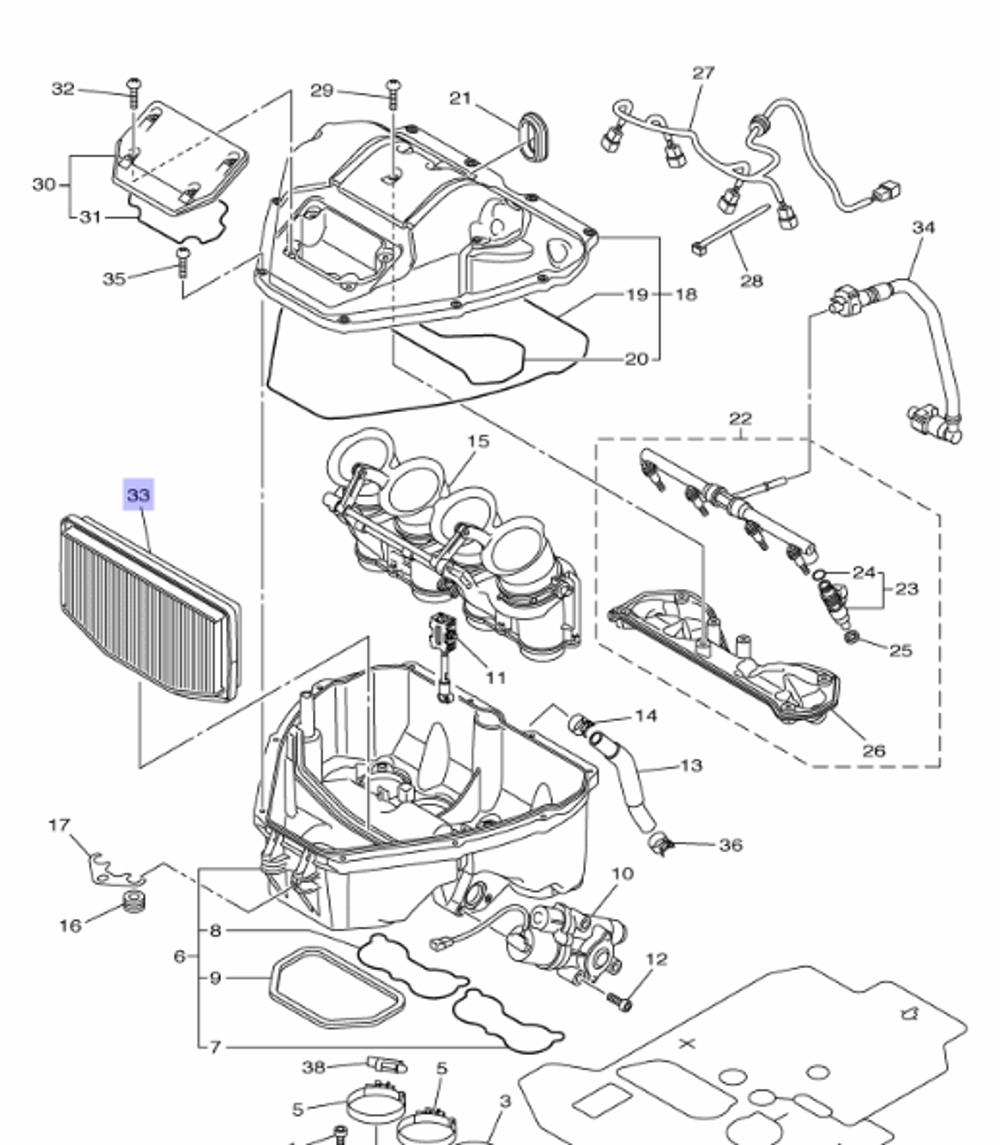 Фильтр воздушный для мотоцикла Yamaha 14B144510000