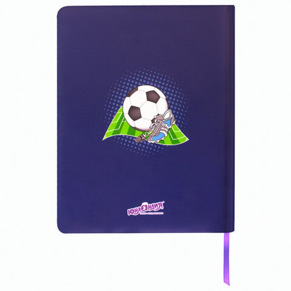 Дневник 1-4 класс 48 л., обложка кожзам (твердая), печать, аппликация, ЮНЛАНДИЯ, "ФУТБОЛ", 105936