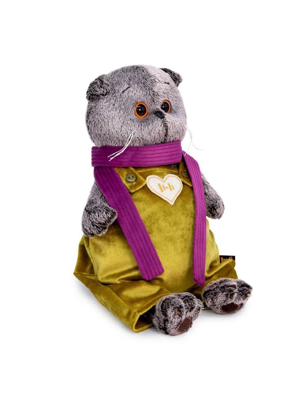 Мягкая игрушка Басик в бархатном комбинезоне 19 см