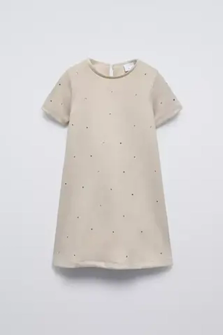 ZARA ПЛАТЬЕ ИЗ ИСКУССТВЕННОЙ ЗАМШИ, КАМЕННО-СЕРЫЙ