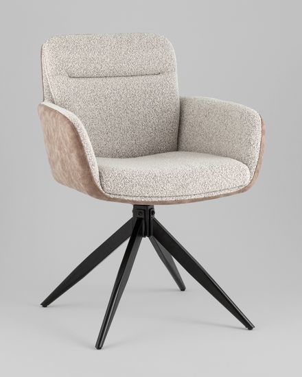 Стул обеденный поворотный Wick светло-серое букле c бежевой экокожей